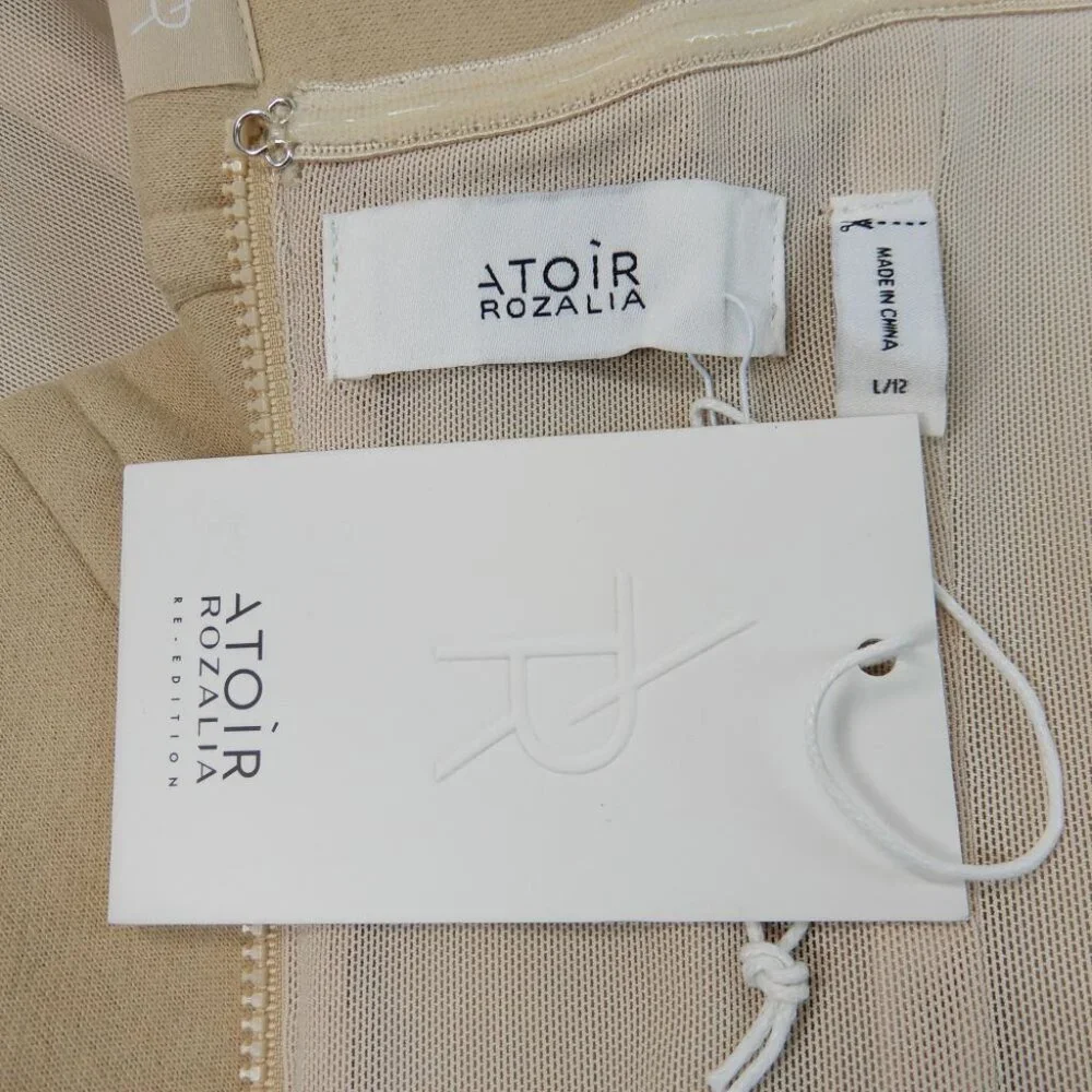 ATOIR x ROZALIA The Corset Top Size 12 L Sand Beige Boned Back Zip Stretch NEW - Picture 5 of 14